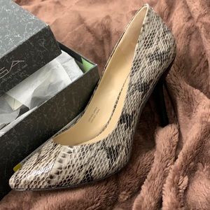 Via Spiga Granite Python Heels Brand New in Box Size 8.5 Real Python Very Nice